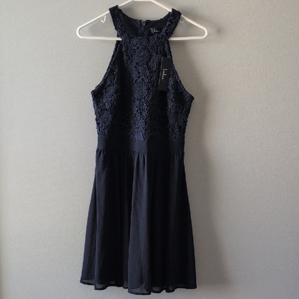 Lulu's Midnight Blue Lace Dress